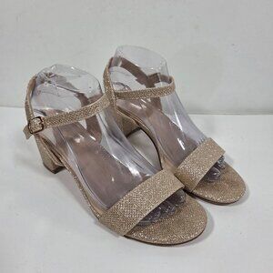 Dream Pairs NWB Women's Heeled Dress Sandals Gold Glitter Size 8